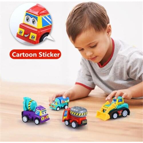 6pcs Pull Back Car Toys Mobile Machinery Shop Construction Vehicle Fire Truck P31B