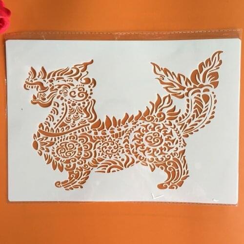 A4 29 * 21cm Kirin animal DIY Stencils Wall Painting Scrapbook Coloring Embossing Album Decorative Paper Card Template,wall