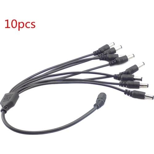 10pcs 1 Female to 8 Male Splitter Cable Plug adapter connector wire 12V DC Power Supply Adapter for Camera led strip light L19