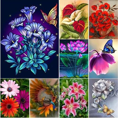 5D DIY Diamond Painting Flower Basket Cross Stitch Fresh Flowers Diamond Embroidery Full Square Round Drill Home Decor Art Gift