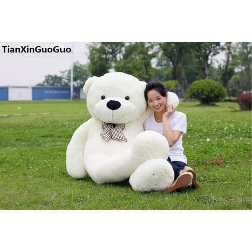 Huge 160cm white teddy bear plush toy bowtie bear soft doll hugging pillow birthday gift h1313