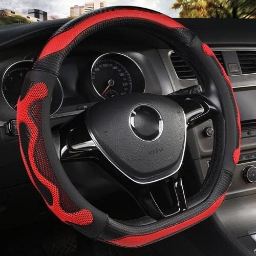 D Shape Car Steering Wheel Cover Leather for Golf K3 POLO JATTA Suzuki Swift Nissan Rogue 2017 2018 2019 2020
