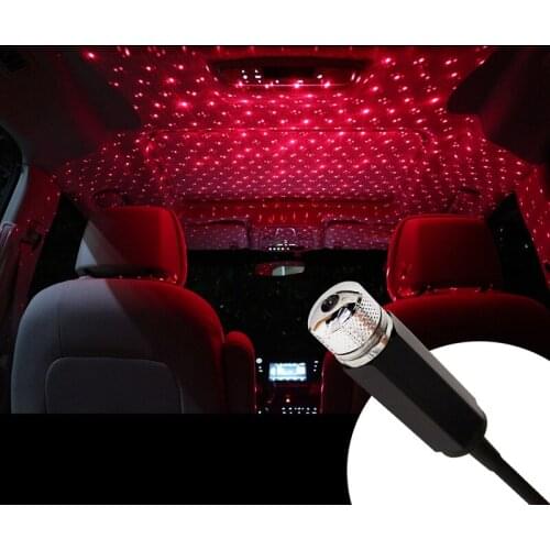 USB Rechargable Car Interior Decorative Lights Colorful Star Sky Car Music Ambient Light Roof Atmosphere Projection Lamp