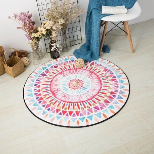 Home Round Multicolor Carpet Kids Room Computer Chair Wicker Rattan Chair Mat Simple Decor For Tapete Room Carpets Living Rug