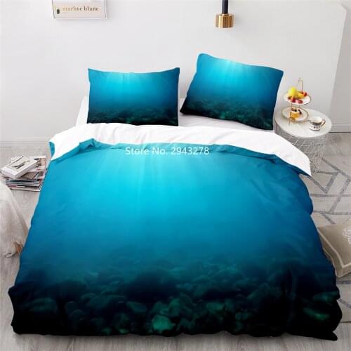 Home Textile Marine Series Pattern Comfortable Cool Blue Duvet Quilt Cover Pillowcase Bedding Adult Children Bedroom Decor