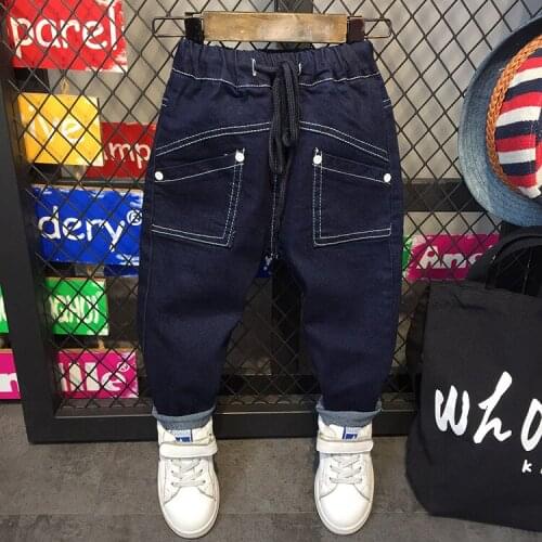 Boys pants jeans Fashion Boys Jeans for Spring Fall Childrens Denim Trousers Kids Dark Blue Designed Pants 2-6years