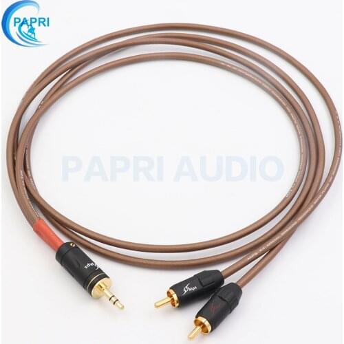 PAPRI MPS X-5 99.9997% OFC Silver-plated 24K Gold Plated Plug DIY Custom 3.5mm To 2 RCA Audio 2 RAC Male To 3.5 Male Cable
