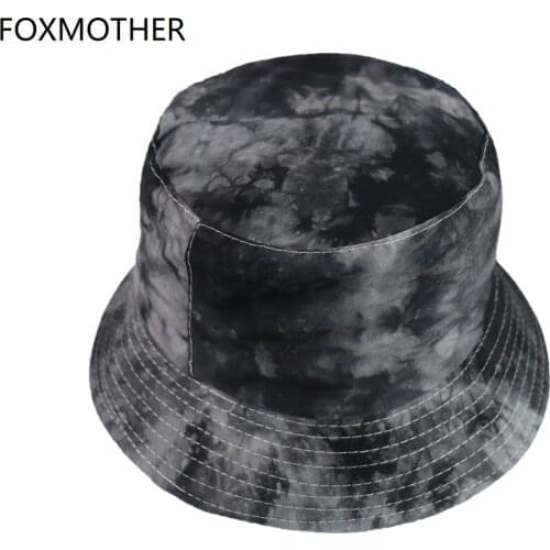 FOXMOTHER Spring Summer Black Purple Tie Dye Bucket Hat Fishing Caps Mens Womens 2020 New