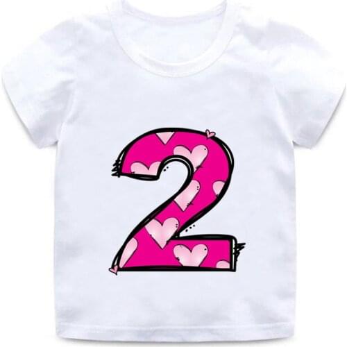 Boys and girls graphic T-shirt happy birthday letter cartoon printing childrens clothing kids cotton T-shirt 1-9 years old