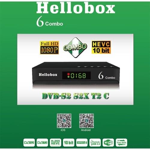 Hellobox6 Combo Satellite TV Receiver H.265 HEVC 10bit Set Top Box Free IPTV DVB-S2,S2X,T2/C Receptor