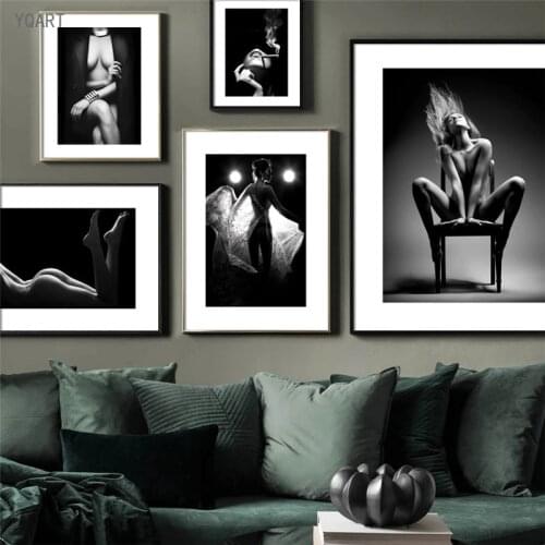 Nude Artwork Black White Woman Sexy Body Prints Wall Art Canvas Painting Nordic Poster Wall Pictures For Modern Home Room Decor