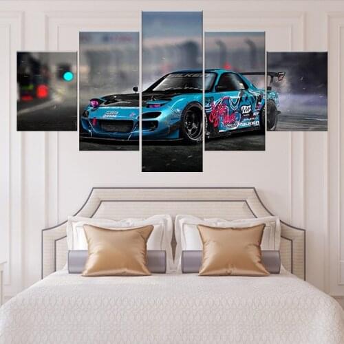 Cool rx7 sports car drift racing HD inkjet canvas painting living room decoration home wall art decoration poster