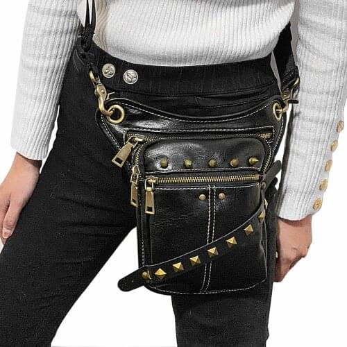 Unisex Steampunk Waist Bag Gothic Retro Motorcycle Leather Goth Shoulder Packs