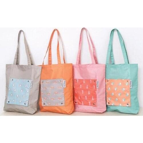 Colurful reusable shopping bags grocery storage bag ecofriendly shopping bags large capacity oxford cloth tote bags