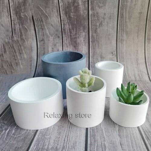 Round Concrete Planter Vase Silicone Mold Multi-size Cement Flowerpot Succulent Plants Pot Epoxy Resin Pen Container Mould