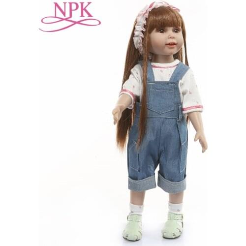 18inch cst doll girls our dolls generation 45CM full body silicone long brown hair pincess toy reborn toddler doll Xmas Gift