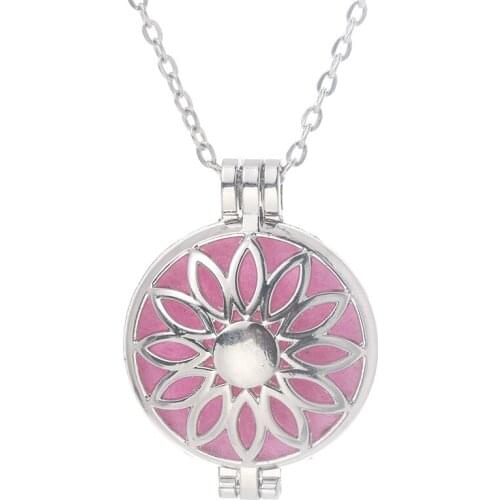 Sun Flower Aromatherapy Diffuser Necklace Locket Pendant Fine Perfume Essential Oil Aroma Box Necklace Retro Fashion Jewelry