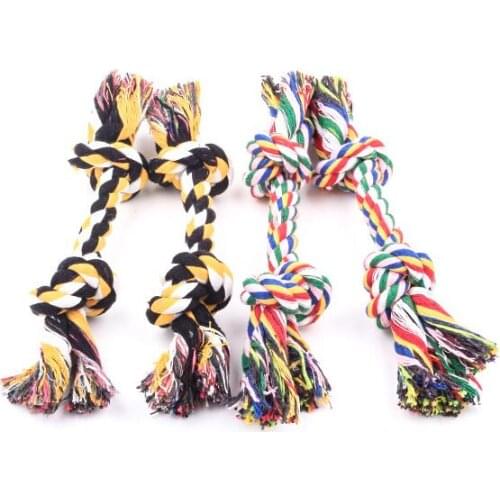 Hot sell cotton rope braided dog rope toys durable chew toys for pets bone shaped double teeth large dog toys S M L
