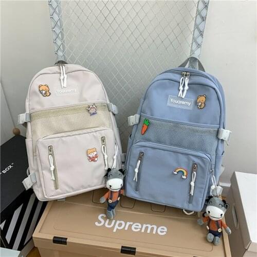 Fashion Womens Backpack 2021 Summer Solid Color School Bag For Girls Canvas Large Capacity Travel Backpacks