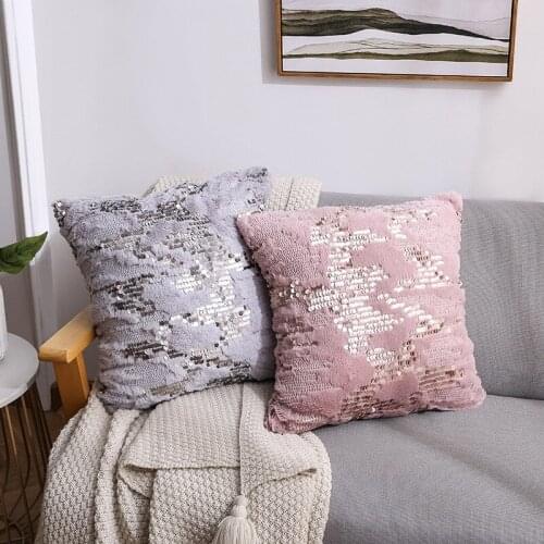 Both Sides Sequins Cozy Plush Cushion Cover 40X40CM Decorative Pillows Case for Sofa Couch Ultra Soft Throw Pillows Home Decor