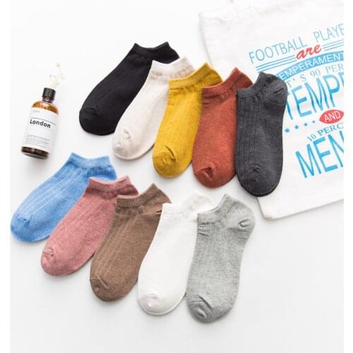 10 Colors Womens Sock Colorful Art Cute Short Socks High Quality Summer Spring Cotton Solid Color Female Socks Hosiery Meias