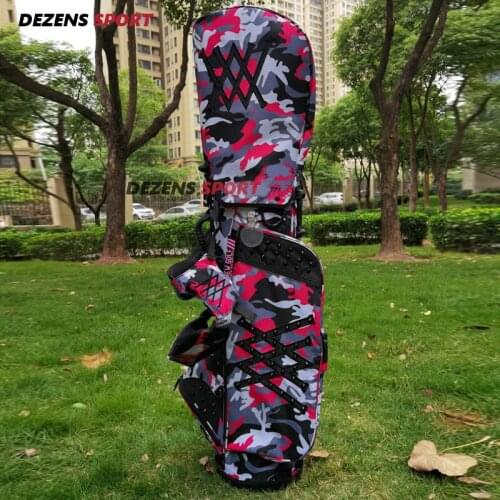 NEW Fashion ANEW Camouflage purple canvas waterproof golf stand bag Golf Cart Bags Golf Stand Bag with Two caps