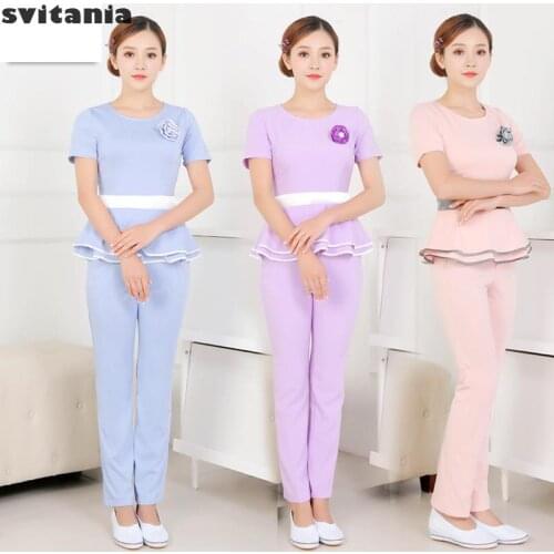 New Beauty Salon Beautician Working Clothes Womens Suit Summer Uniforme Coffee Uniforme Massagista