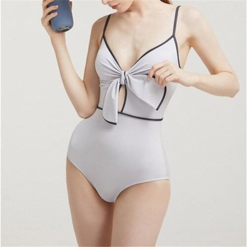 2021 New Korean Style One Piece Swimsuit Women Solid Swimwear Monokini Swim Suit Trikini Pad Bathing Suit Beachwear