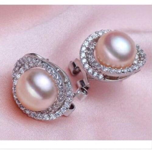 Charming a pair 10-11mm AAA++ south sea gold pink pearl earrings drop shipping