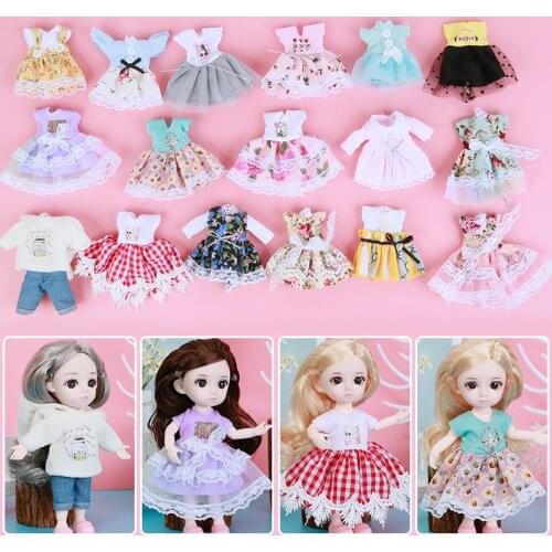 16cm Doll Clothes For 1/12 BJD Doll Dress Up Fashion Dress Skirt Outfit General Dress For Girl Toy Accessories Christmas Gift