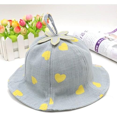 4 Colors Summer Outdoor Bucket Hats Cotton Cap Hat for BABI GIRL Cute Printed Headwear (Suit for 6-24 Months Babies)