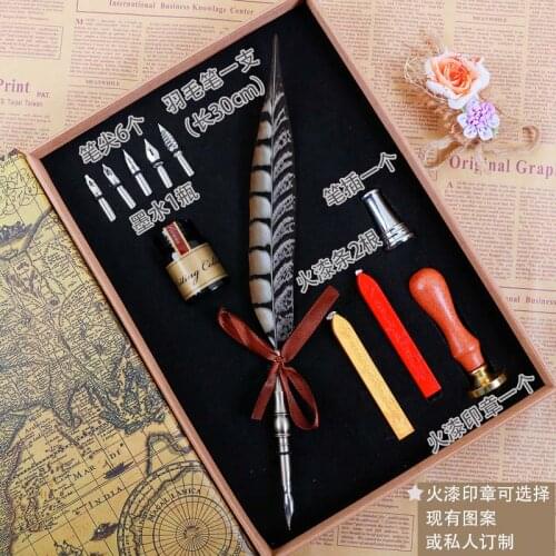 Feather Pen Dip Pen British Calligraphy Cartoon Glass Dip Pen Teachers Day Gift Paint Seal Ink