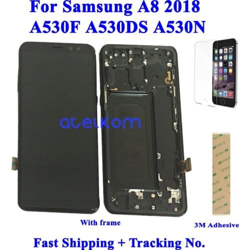 Tested Super AMOLED For SAMSUNG A8 2018 A530F LCD For SAMSUNG A530 A530F A8 2018 Display LCD Screen Touch Digitizer Assembly