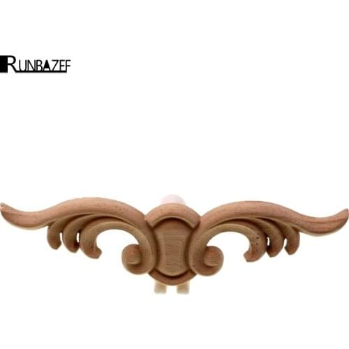 RUNBAZEF Floral Woodcarving Decal Rubber Wood Engrave Onlay Applique Craft vintage Home decor decoration accessories Elegant