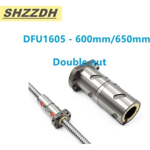 DFU1605-L600mm 650mm C7 ball screw with 1605 double ball nut/waist nut BK/BF12 standard processing CNC printer