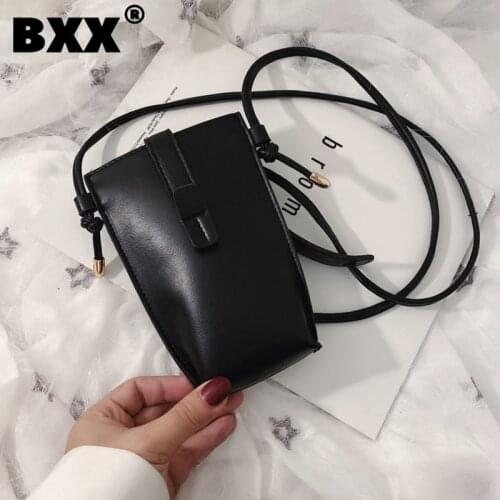 [BXX] Small PU Leather Crossbody Bags For Women 2021 Fashion Bucket Bag Mini Shoulder Phone Bag Female Simple Handbags HK443