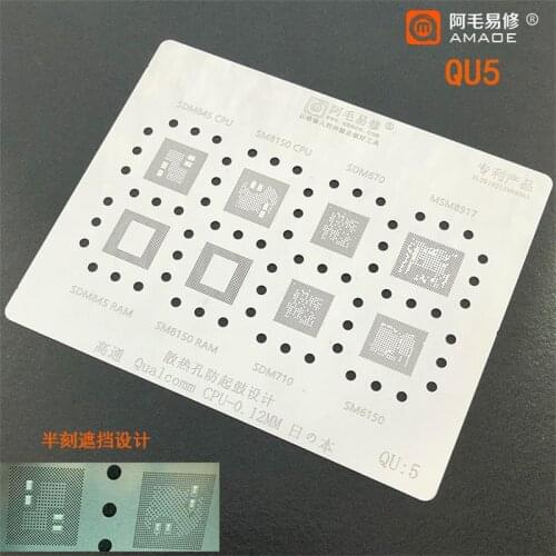 AMAOE CPU Soldering Reballing Repair BGA Stencil Template Multi-Purpose For Qualcomm SDM845/SM6150/SM8150/SDM670/SDM710/MSM8917