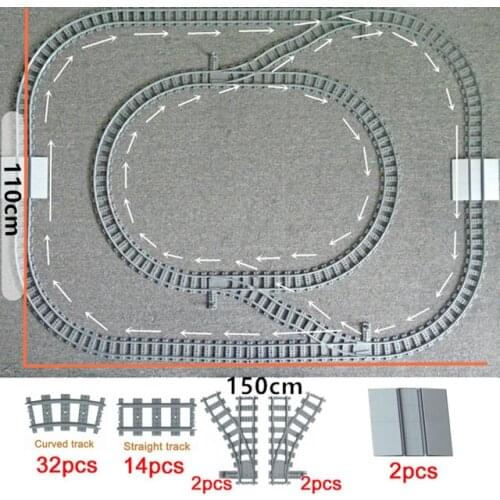 City Track Train Flexible Tracks Rail Straight Curved Rails Building Block Bricks Model trein railways Compatible All Brands