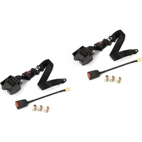 Universal 2 Sets Universal Adjustable Car 3 Point Safety Seat Belt Retractable Lap