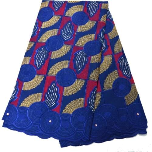 High quality African Nigeria lace fabric with stones embroidery cotton swiss voile wedding lace for big occasion clothes N8892