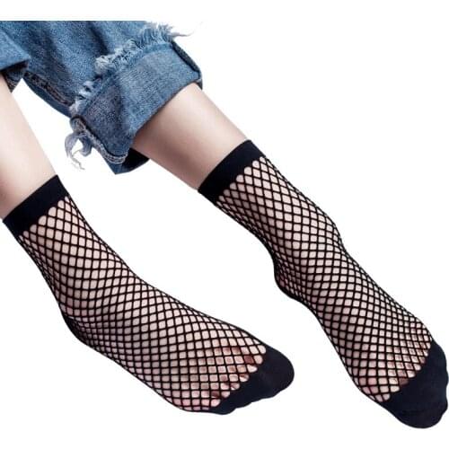 YGYEEG 2019 Women Sexy Socks Casual Fashionable Hollow Net Socks Silk Thread Transparent Anti Hook Wire Ankle Socks Black White