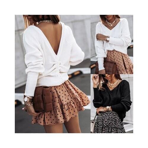 Woman Fashion Harajuku T-Shirts Patchwork Design V-Neck Long Sleeve Solid Color Casual Loose Pullovers Tshirt Top Spring Autumn