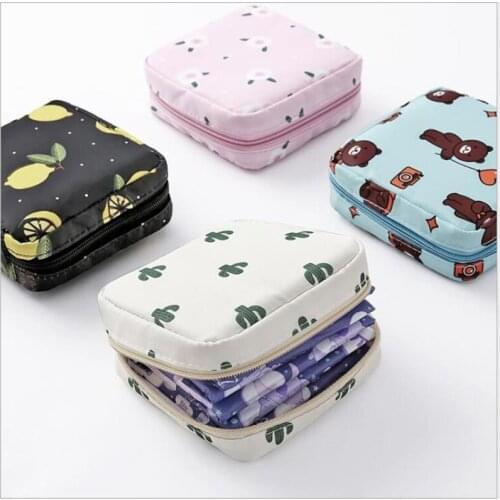 Women Tampon Storage Bag Sanitary Pad Pouch Napkin Cosmetic Bags Organizer Ladies Makeup Bag Girls Tampon Holder Organizer Bags