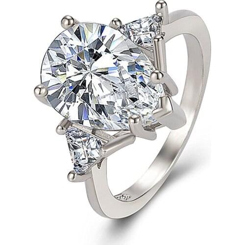 Fashion Ring for Women 925 Silver Jewelry Water Drop Shape Zircon Gemstone Finger Rings Wedding Party Gift Accessories Wholesale