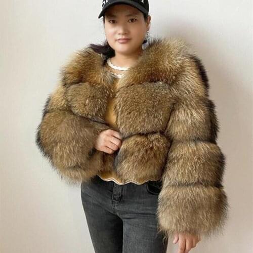 BEIZIRU real raccoon coat silver fox coat women winter warm thick natural coats