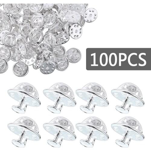100set Silver Metal Brooch Base Holder Pins Badge Holder 11mm Mini Brooch Base Button Brooch DIY Button Badge Making Accessories