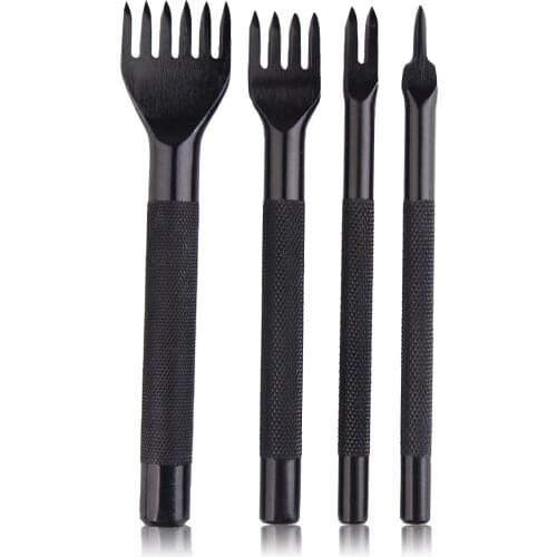 4PCS Spacing Punch Tool For Leather Hole Punches Tool Lacing Stitching Sewing DIY Leather Craft Tools 1/2/4/6 Prong