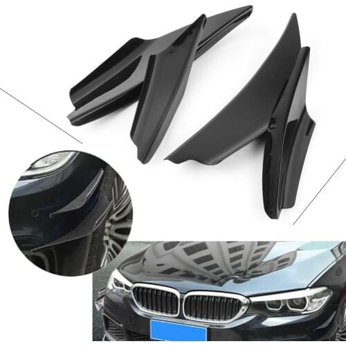 4Pcs Universal Car Front Bumper Canards Splitter Fins Body Spoiler Glossy Black ABS Plastic