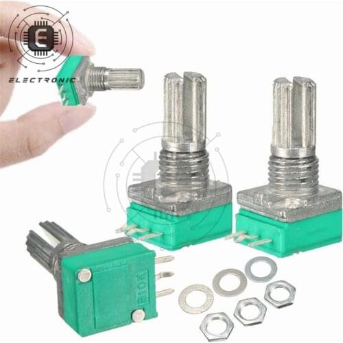5PCS 6MM 3 Pin Knurled Shaft Single Linear B10K Ohm Rotary Potentiometer With Nut And Washer For DVD Player