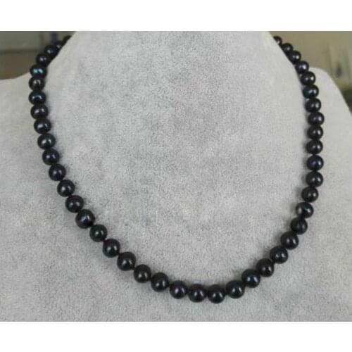 9mm black colors pearl choker necklace gold clasp natural Freshwater PEARL Women Jewelry 35cm 43cm 15'' 17